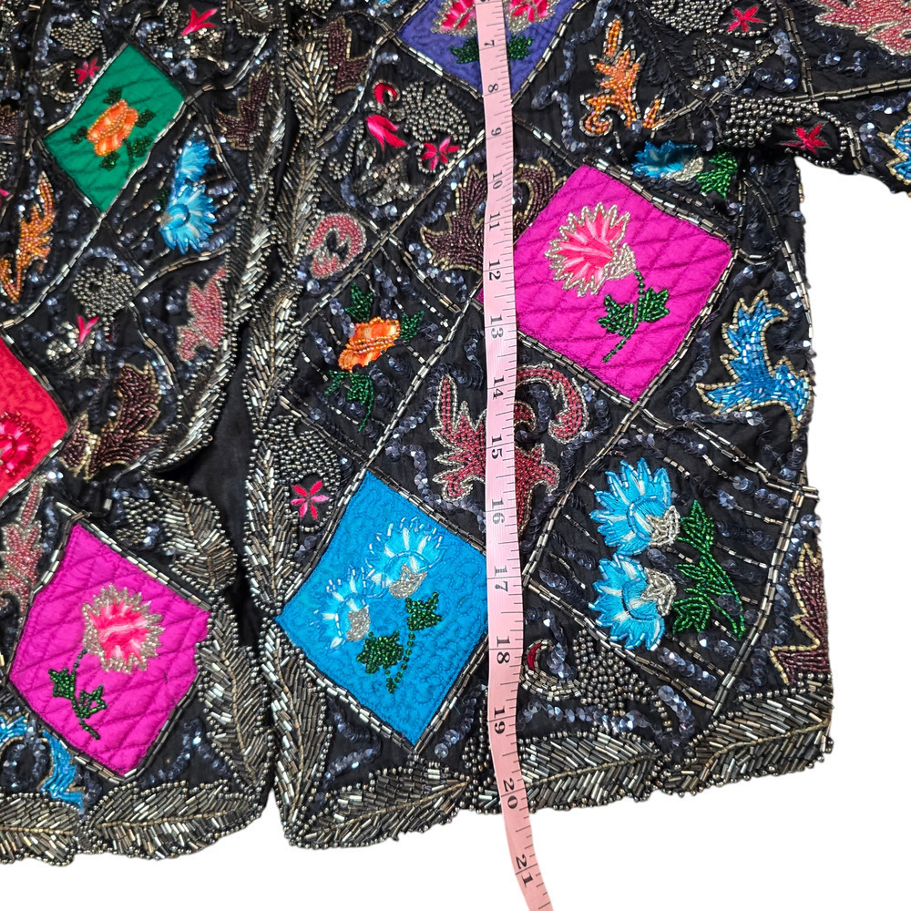 Patchwork Embroidered Jacket Bright Colorblock Qu… - image 8